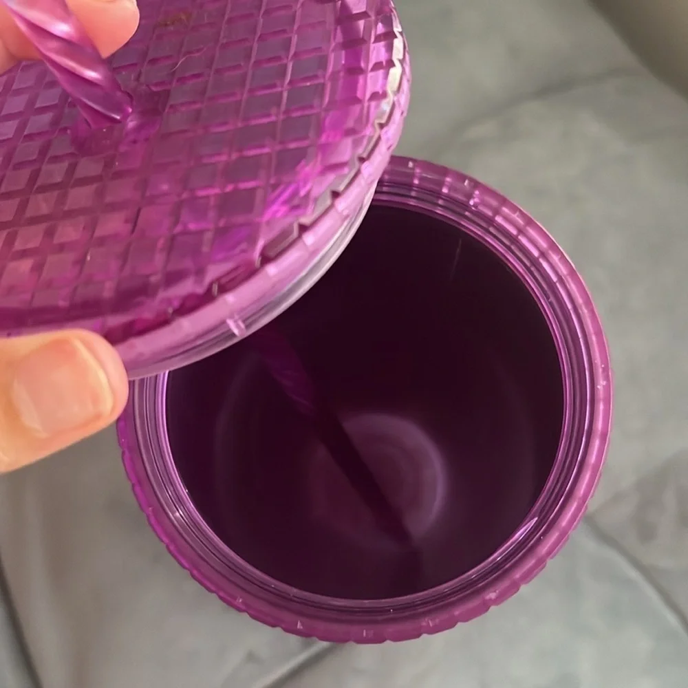 “Starbucks 2021 Summer Pink Purple Grid Tumbler Cold Cup 24 Oz”